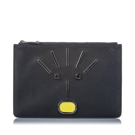 fendi monster leather flat zip pouch|Fendi Monster Leather Flat Zip Pouch .